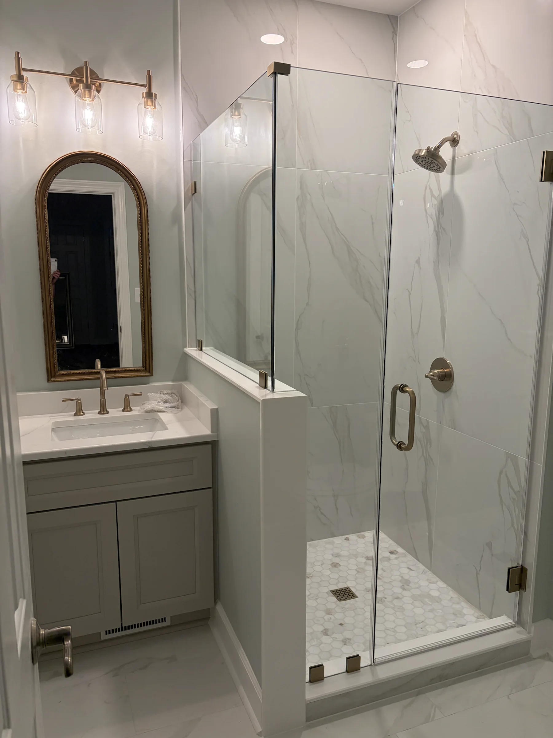 Brown — Marble-Look Shower, a Versatile Edge multiple rooms project