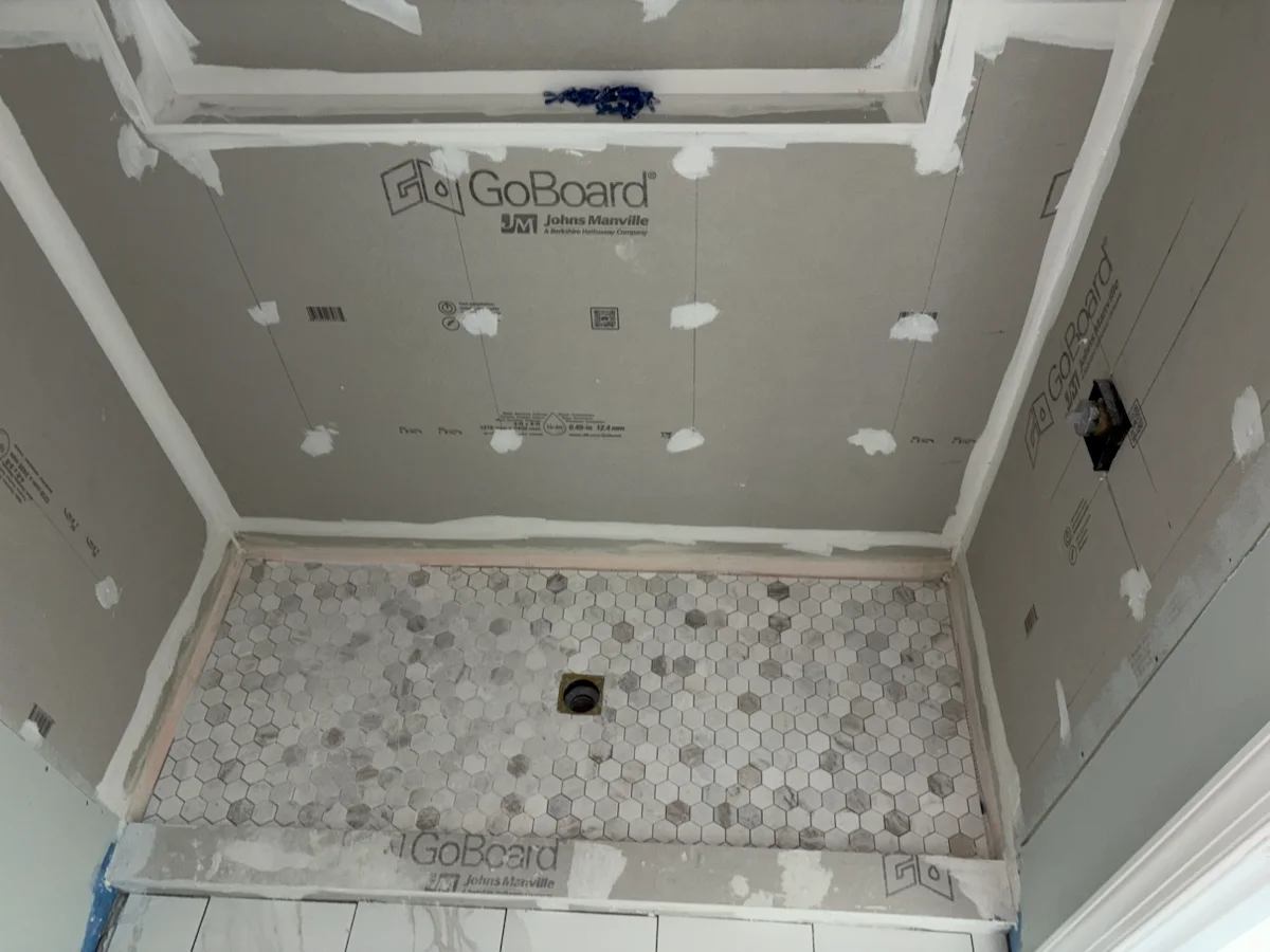 Brown — Shower-Base Preparation, a Versatile Edge multiple rooms project