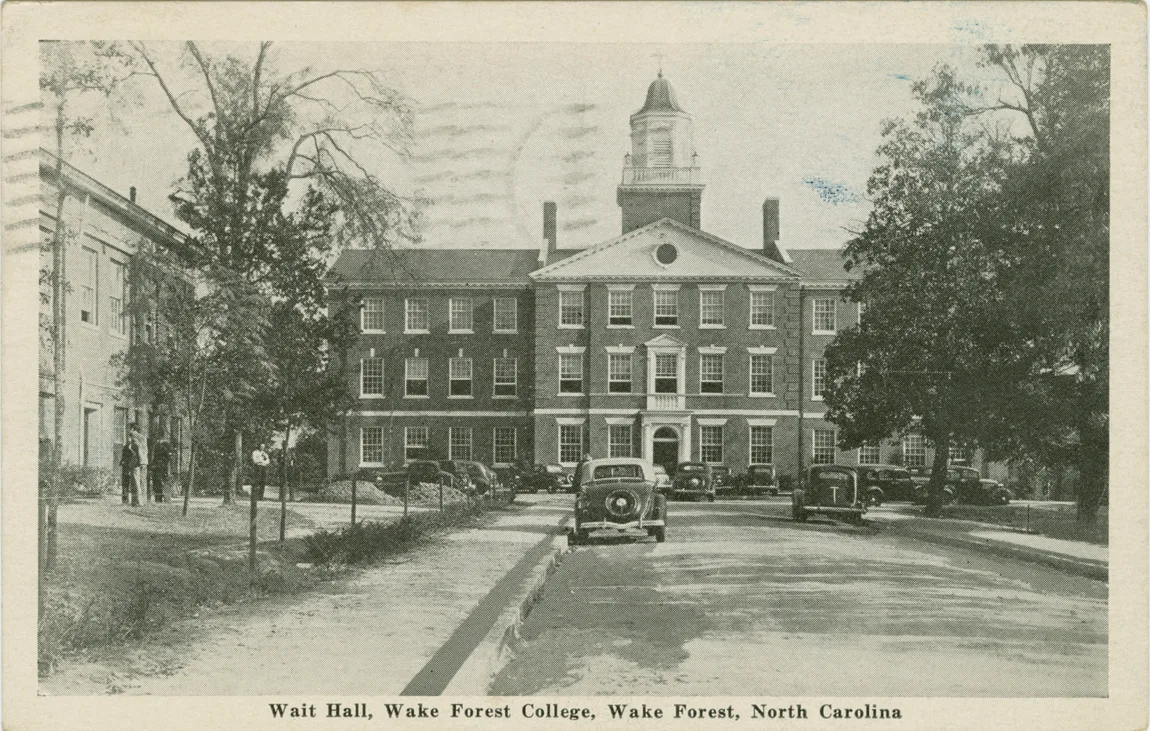 Historic Wait Hall on the former Wake Forest College campus in Wake Forest