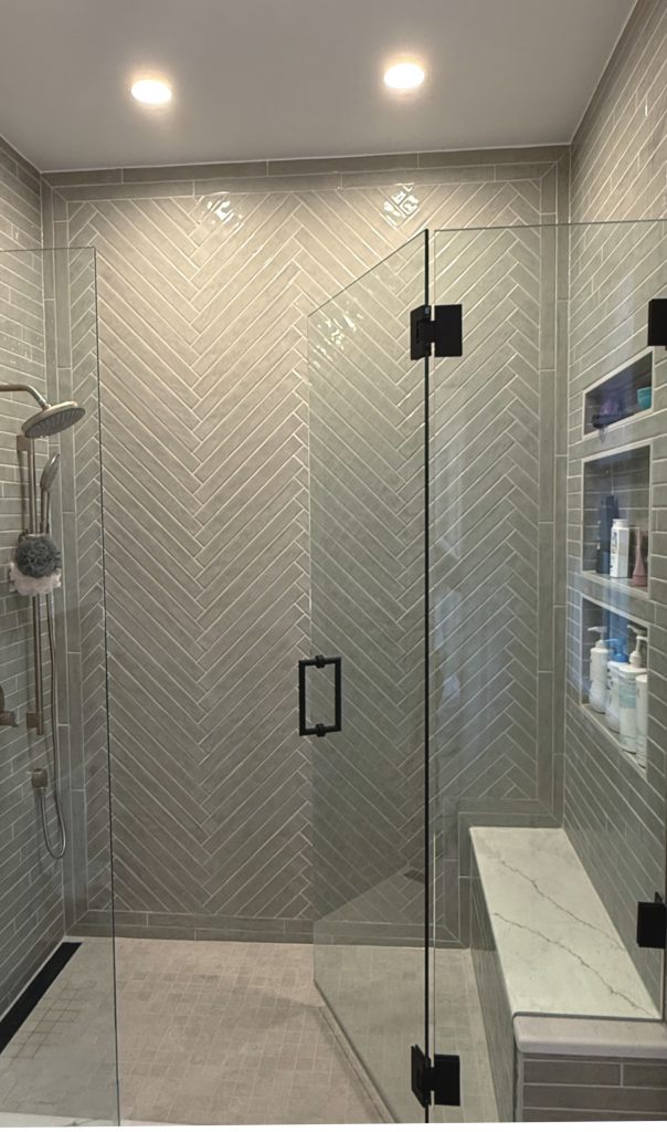 herringbone tile installation